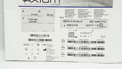 Medtronic QC-9-30-HELIX EV3 Axium Detachable Coil System 9mm x 30cm x 0.34mm